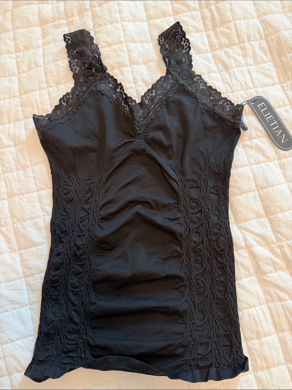Black Lace-Detail V-Neck Camisole